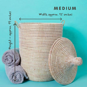 Handwoven Storage Basket with Removable Lid