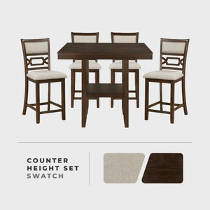 5-Piece Counter Height Dining Set with Storage Shelf