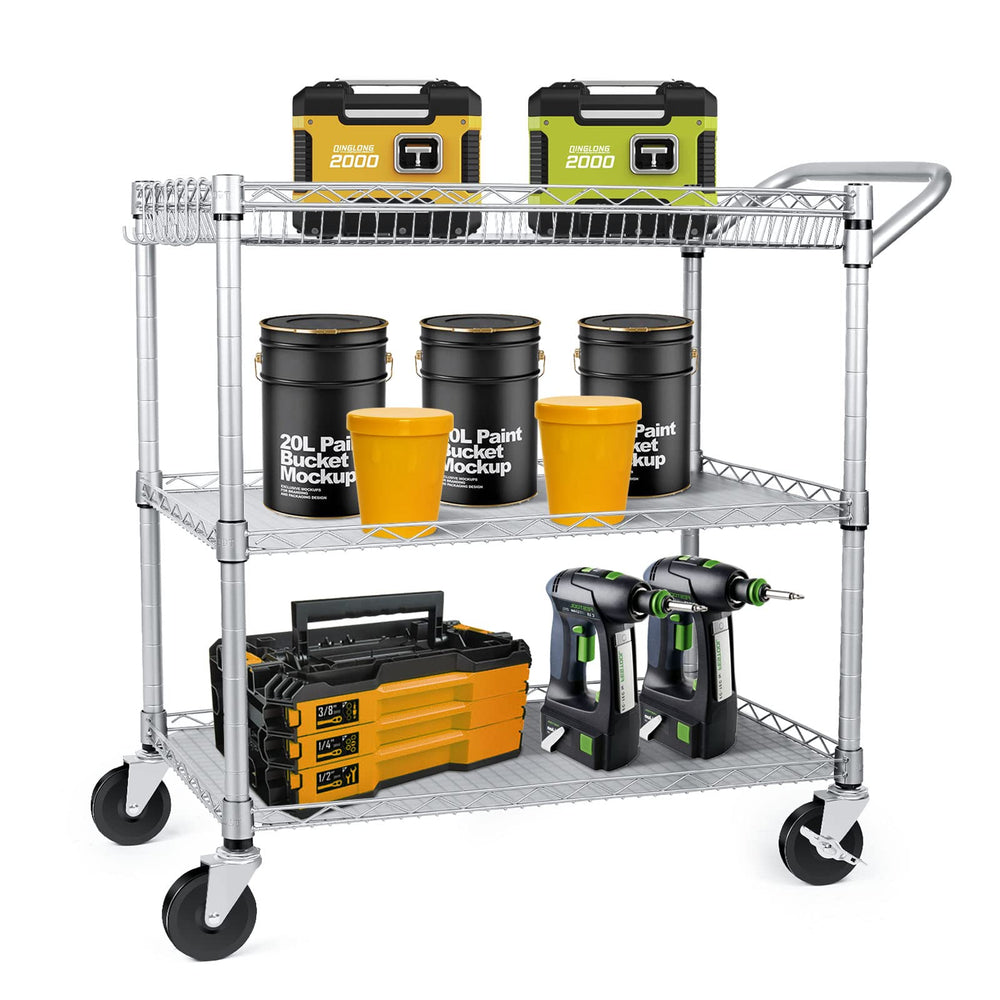 3-Tier Heavy Duty Rolling Utility Cart with Wheels