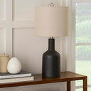 22" Terracotta Orange Ceramic Table Lamp with Oatmeal Linen Shade