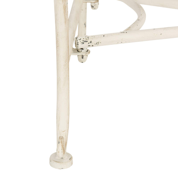 Outdoor Iron Garden Bench – Antique White Scrollwork