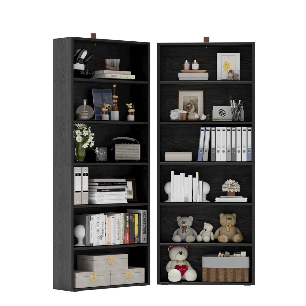 6-Tier Bookcase Set of 2, 70" Tall Floor Standing Bookshelf