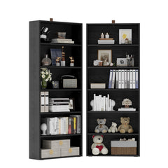 6-Tier Bookcase Set of 2, 70" Tall Floor Standing Bookshelf