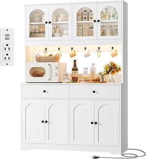 71" LED Kitchen Pantry Cabinet with Power Outlet