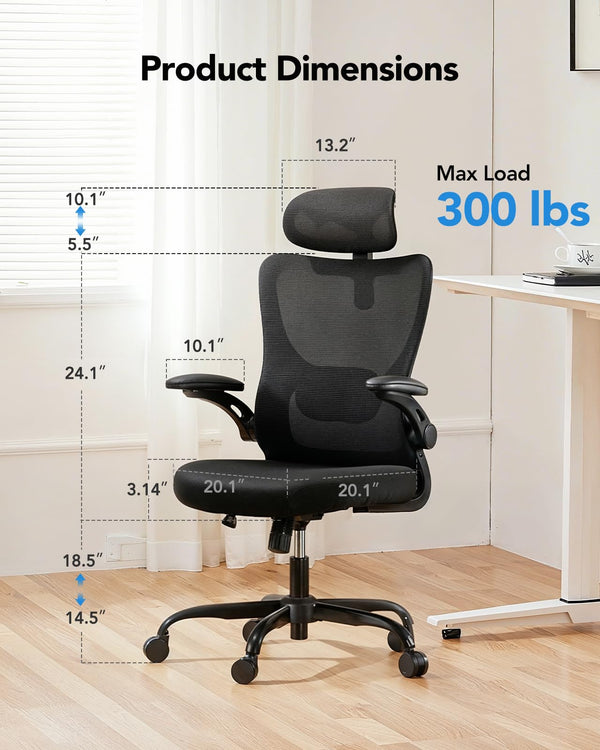 Ergonomic High Back Office Chair with 3D Armrests & Adjustable Lumbar Support
