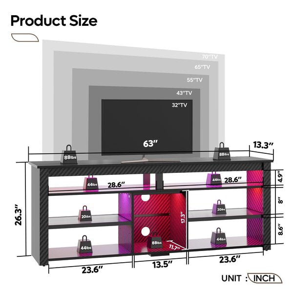 63" LED TV Stand with Storage