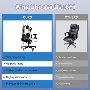 Ergonomic Gaming Chair with Massage Lumbar Support & Adjustable Headrest