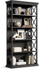 5-Tier Bookcase with X-Pattern Sides
