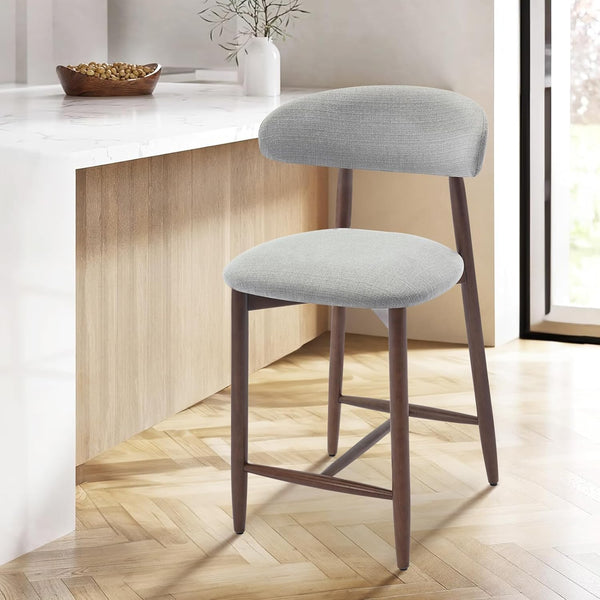 Upholstered Counter Height Bar Stools with Wood Legs