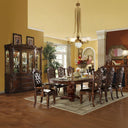 9-Piece Formal Dining Set – Extendable Pedestal Table & 8 Upholstered Chairs