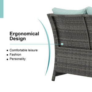 2-Piece Outdoor Wicker Loveseat & Coffee Table Set with Storage