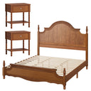 3-Piece Solid Wood California King Bedroom Set with Arched Headboard & Nightstands
