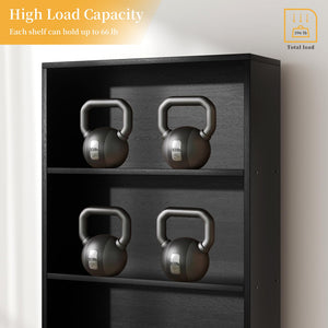 6-Tier Tall Bookcase – Wood Floor Standing Display Shelf