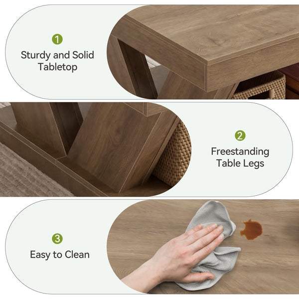 2-Tier Farmhouse Coffee Table with Storage Shelf