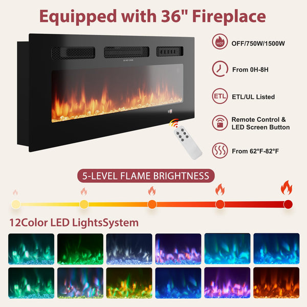 70" Fluted TV Stand with Electric Fireplace