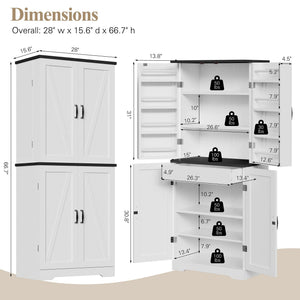 6-Tier Pantry Storage Cabinet with Barn Doors