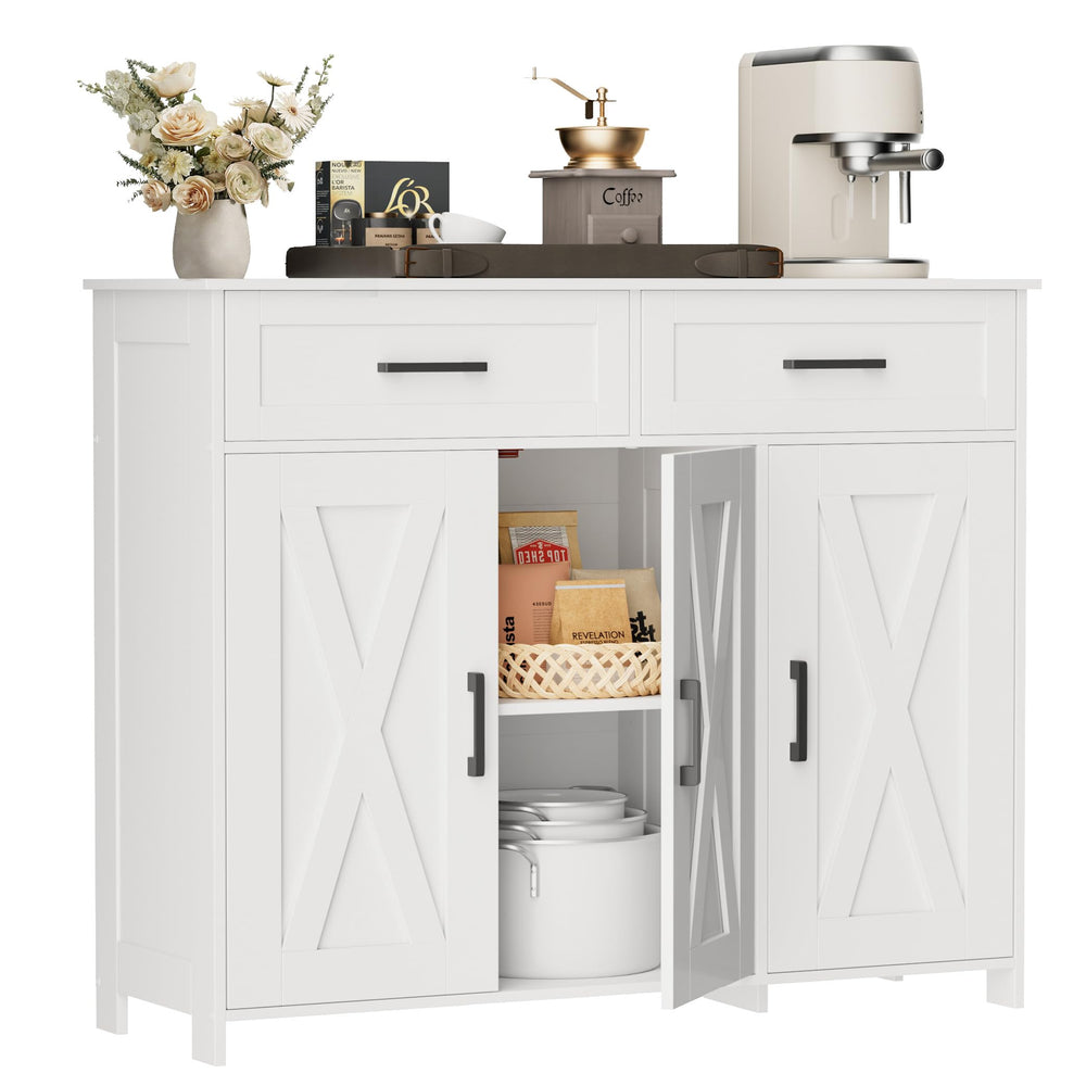 Sideboard Buffet Cabinet with Drawers, Doors & Adjustable Shelves
