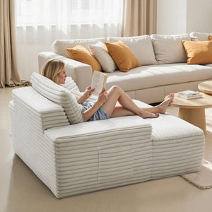 Oversized Faux Fur Chaise Lounge Chair with Pillows & Armrests