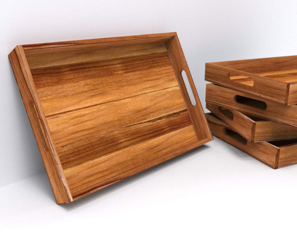 Teak Wood Serving Tray with Handles