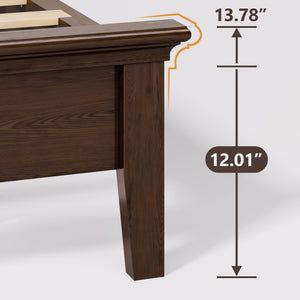 Wood Bed Frame with LED Headboard & Charging Station