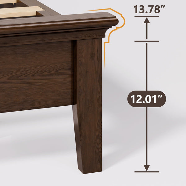 Wood Bed Frame with LED Headboard & Charging Station