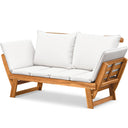 Acacia Wood Outdoor Loveseat with Adjustable Armrests & Cushions