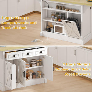 Large Kitchen Island with Drop Leaf & Power Outlet