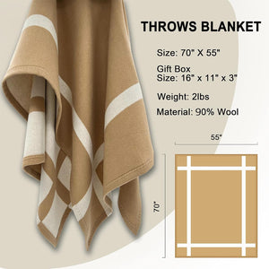 Wool Cashmere Throw Blanket — Camel, 75"x55"