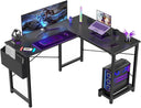 L-Shaped Corner Computer Desk with CPU Stand and Side Storage Bag