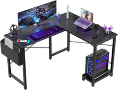 L-Shaped Corner Computer Desk with CPU Stand and Side Storage Bag