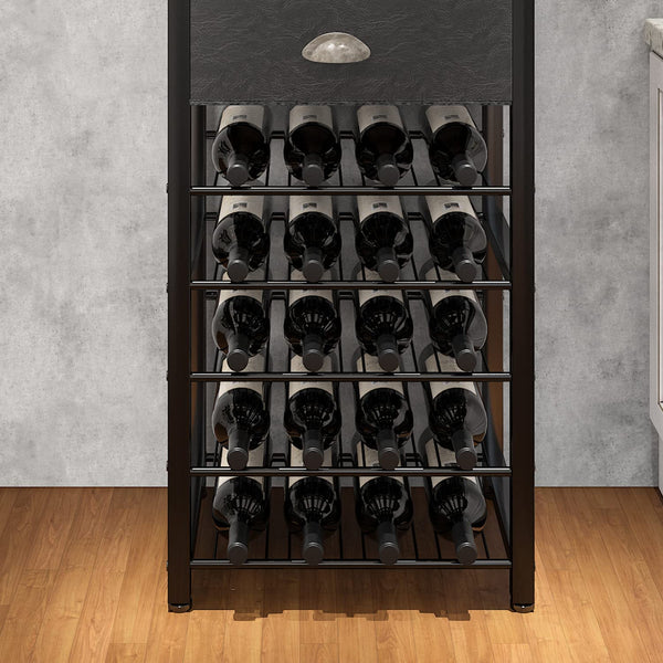 4-Tier Freestanding Wine Rack with Bar Cabinet and Glass Holder