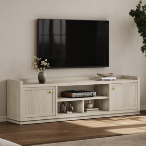 67" Fluted TV Stand with Cabinets & Open Shelves