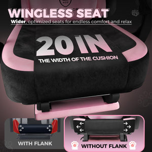 Velvet Gaming Chair with Cat Ears, Memory Foam Lumbar & Reclining Footrest