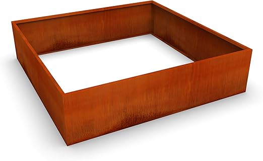 Large Square Corten Steel Raised Garden Bed Planter Box