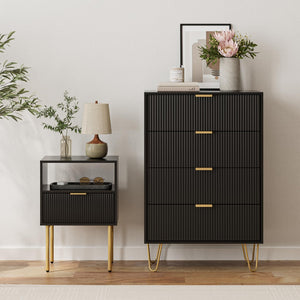 4-Drawer Dresser with Gold Metal Legs