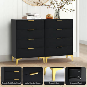 4-Drawer Bedroom Dresser with Gold Metal Handles
