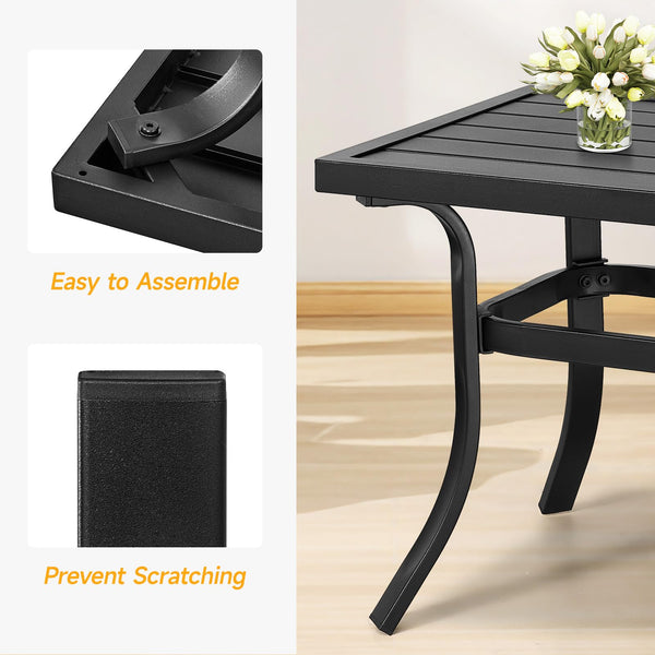 Outdoor Patio Coffee Table with Slatted Steel Top