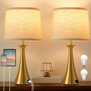 Touch Table Lamps Set of 2 – 21", USB C+A Ports, 3-Way Dimmable