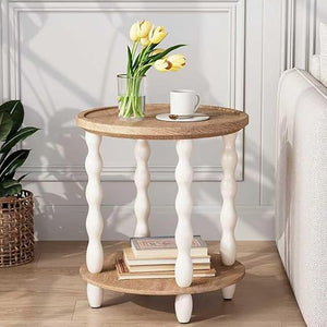 Farmhouse Side Table with 2-Tier Storage