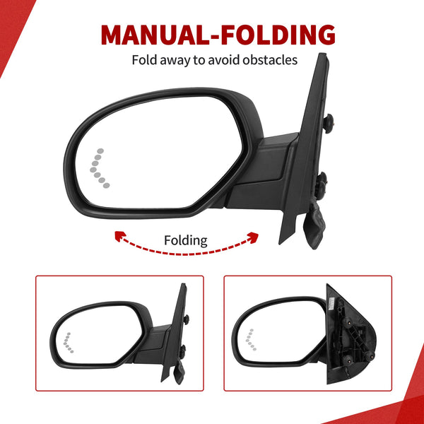 Power-Adjustable Folding Tow Mirrors with LED Turn Signal – Chevy/GMC Truck Pair