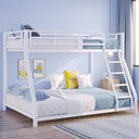 Twin Over Full Metal Bunk Bed with Safety Guardrail and Ladder