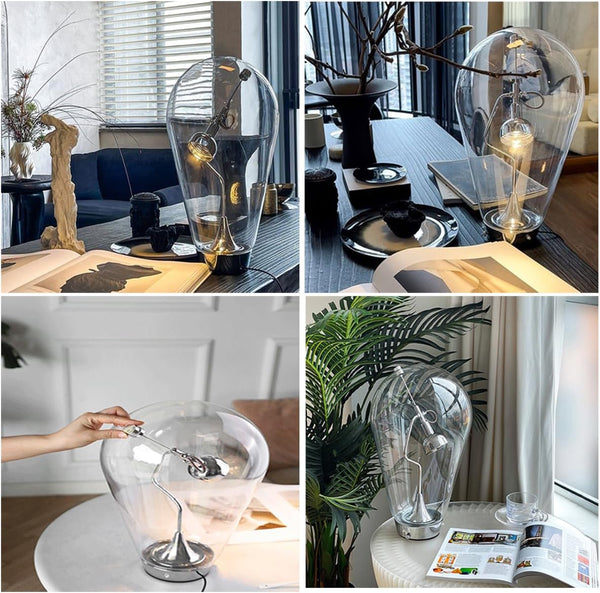 Modern Glass Desk Lamp with Swing Arm & Touch Control