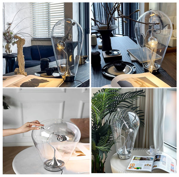 Modern Glass Desk Lamp with Swing Arm & Touch Control