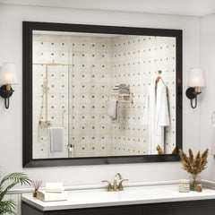 36x30 Rectangle Bathroom Vanity Mirror with Metal Frame, Anti-Rust, Wall Mounted