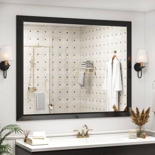 36x30 Rectangle Bathroom Vanity Mirror with Metal Frame, Anti-Rust, Wall Mounted