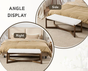 49-Inch Upholstered Entryway Bench with Solid Wood Frame