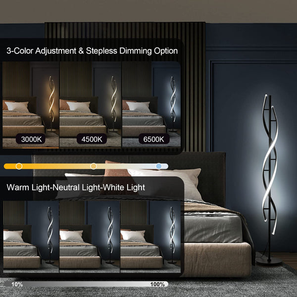 Spiral LED Dimmable Floor Lamp with Remote Control