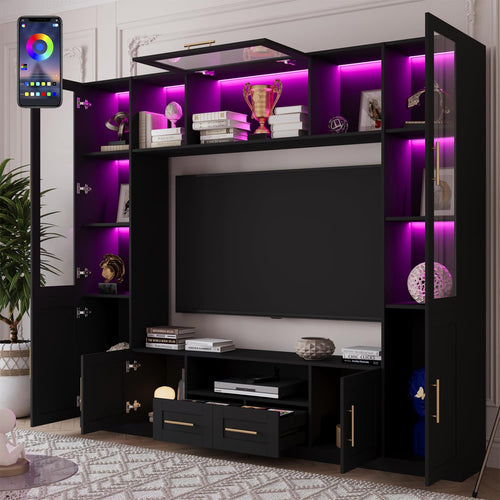 94" Wall Unit Entertainment Center with LED Lights