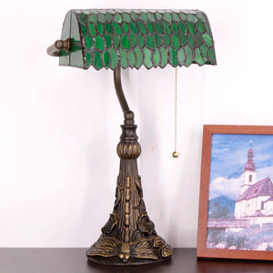Tiffany Stained Glass Banker Table Lamp