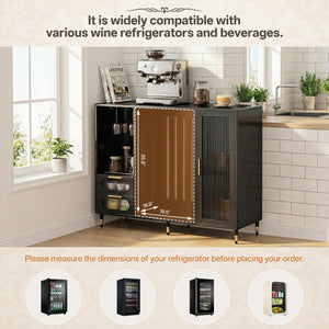 Steel Bar Cabinet with Fridge Space & Wine Glass Rack